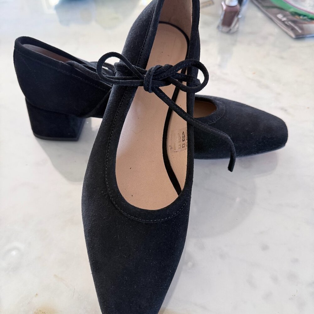 The Heeled Ballet in Black Suede - Picture 3 of 5